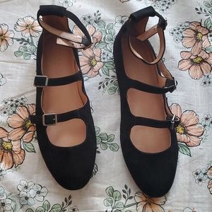Madewell black leather buckle shoes